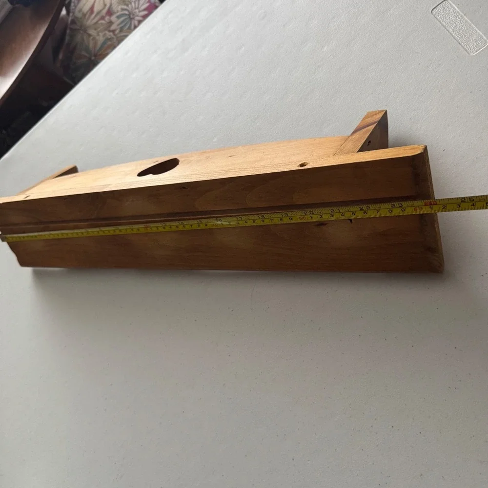 Cottagecore Farmhouse Vintage Wooden Wall Shelf Heart Cutout Apple Motif Pegs